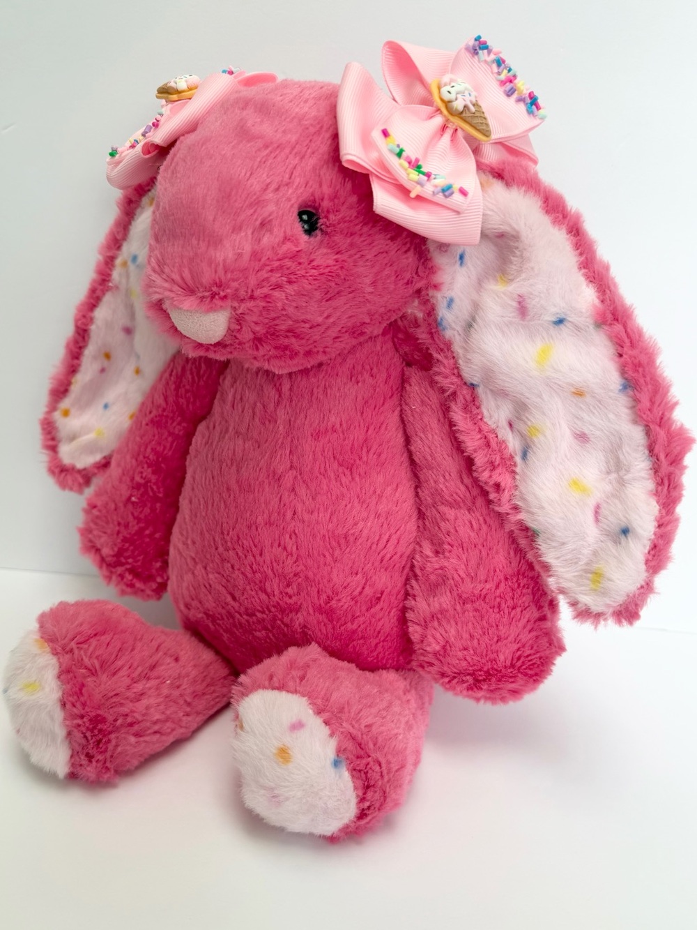 XL Hot Pink Sundae Sprinkle Plush Bunny - Picture 1 of 2